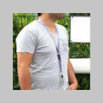 Bayern fialovo-biela textilná kľúčenka - šnúrka na krk ( kľúče ) materiál 100% polyester
